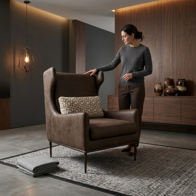 Living room armchair seat modern design brown style modern luxury new
