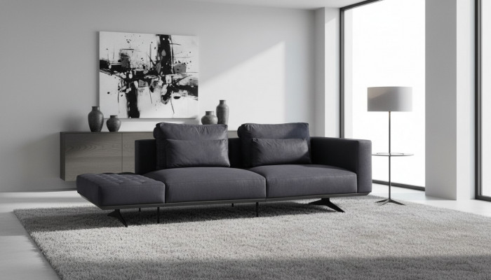 Design sofa set 3-seater fabric couch upholstery sofa couches black