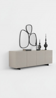 Living Room Mirror Sideboard Cabinet Noble Design Luxury 2-piece New Beige