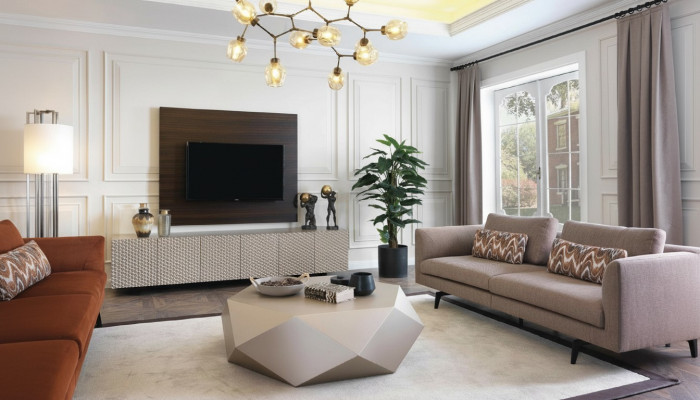 Luxury TV cabinet, television stand, sideboard, coffee table, 3-piece TV wall.