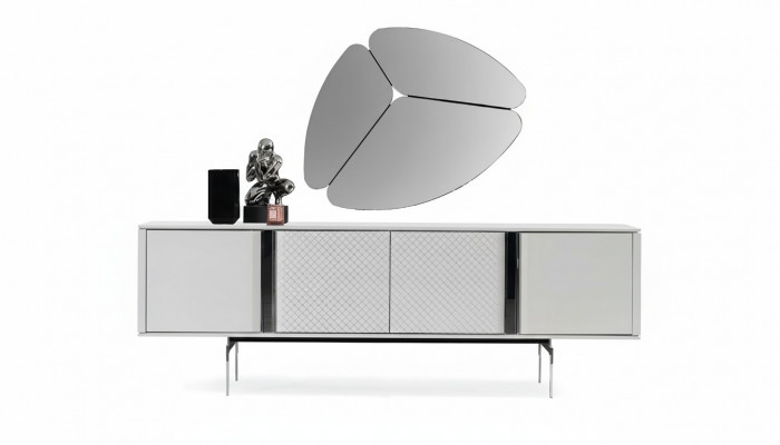 Modern living room mirror sideboard cabinet, elegant design, luxury, new gray, 2-piece set