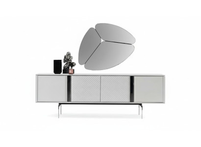 Modern living room mirror sideboard cabinet, elegant design, luxury, new gray, 2-piece set