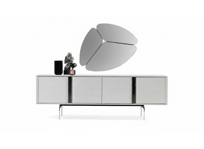 Modern living room mirror sideboard cabinet, elegant design, luxury, new gray, 2-piece set