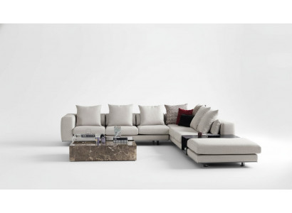 Living area corner sofa L-shaped couch seat textile upholstery design