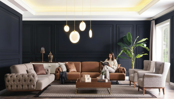 4-piece sofa set with couch, sofa, furniture, suite design Chesterfield