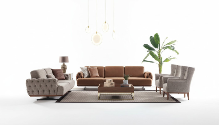 4-piece sofa set with couch, sofa, furniture, suite design Chesterfield