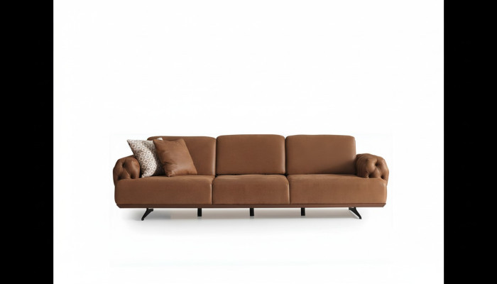 Sofa 4 Seater Chesterfield Design Luxury Sofa Upholstered Couch brown