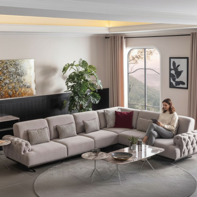 Corner sofa design furniture corner suite fabric sofa textile corner couch furniture 355x280cm