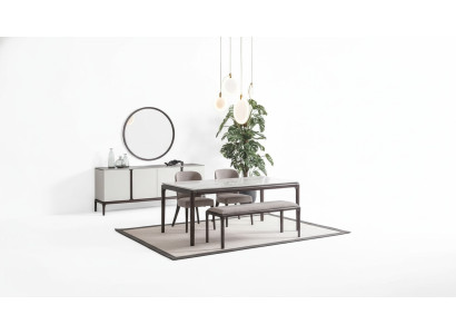 Dining room set: table, 2 chairs, sideboard, mirror, bench, 6-piece dining group new