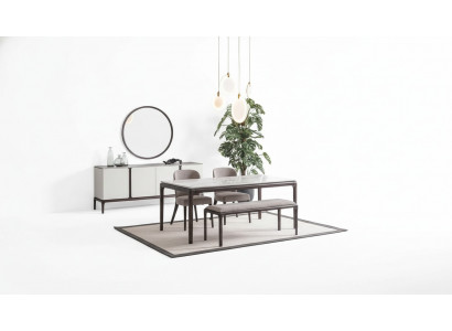 Dining room set: table, 2 chairs, sideboard, mirror, bench, 6-piece dining group new