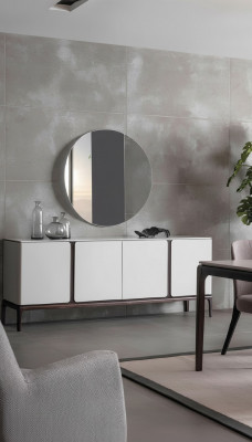 Living room sideboard mirror luxury set 2-piece new gray