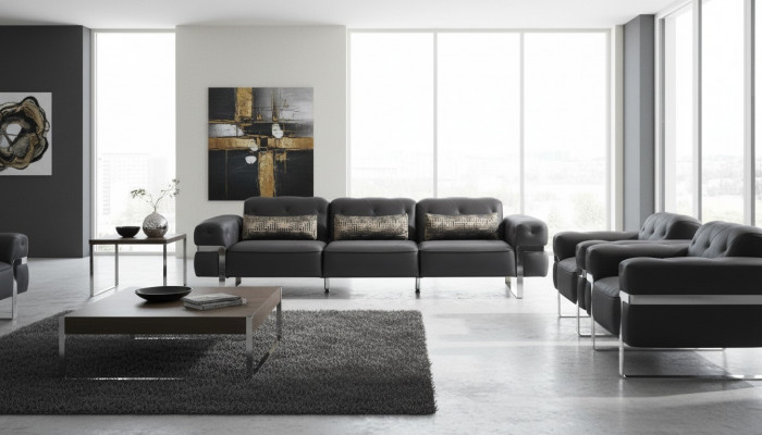 Sofa 3-seater three-seater textile luxury furniture design couch black