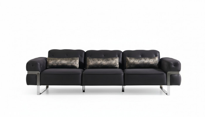 Sofa 3-seater three-seater textile luxury furniture design couch black