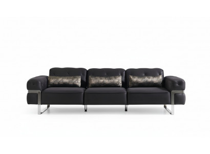 Sofa 3-seater three-seater textile luxury furniture design couch black