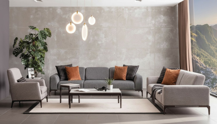 Sofa set 4 1-seater sofa armchair coffee table side tables set 5-piece.