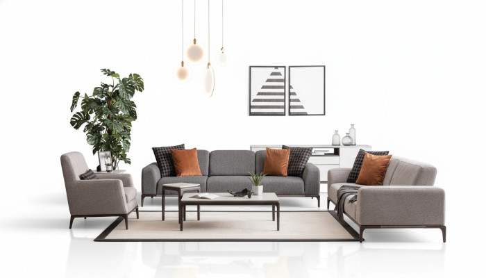 Sofa set 4 1-seater sofa armchair coffee table side tables set 5-piece.