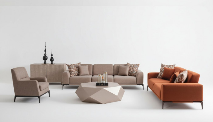 Italian style furniture set sofa suite 431 seat sideboard table 6 pieces
