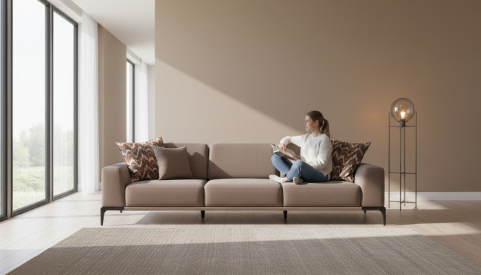 Living room three-seater sofa 4 seater brown sofas new couch luxury new