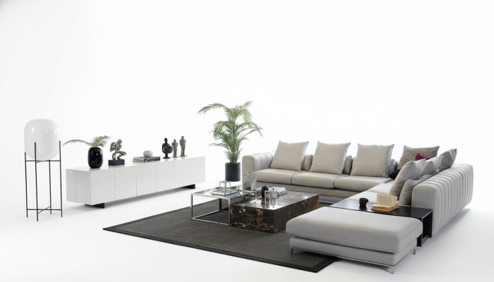 Living landscape corner sofa L shape TV stand 3x coffee table couch upholstery furniture