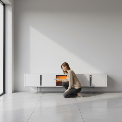 Sideboard with fireplace TV stand furniture luxury lowboard 240cm