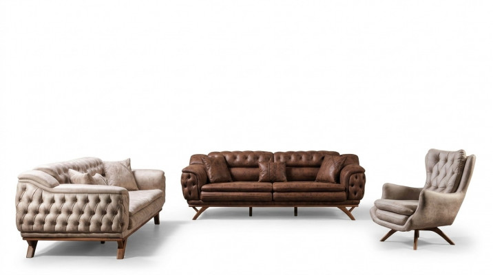 Sofa set 3+3+1 seater furniture set design sofas faux leather Chesterfield