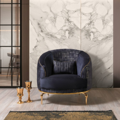 Living room armchair upholstery single-seater sofas modern textile new blue luxury