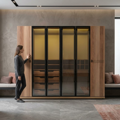 Transparent wardrobe furniture luxury design bedroom furnishings