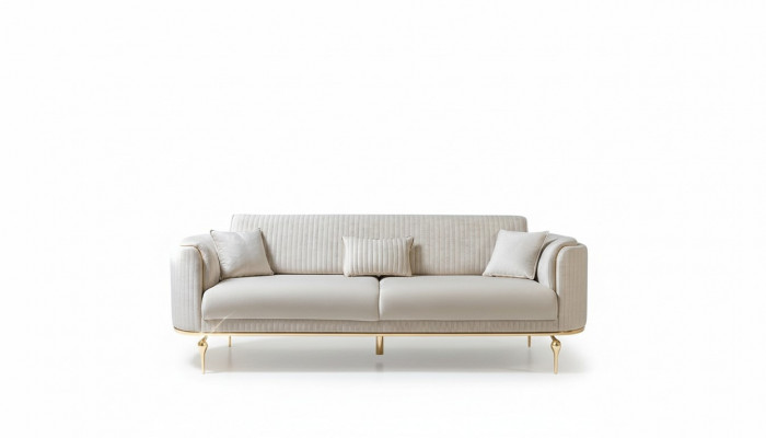 3-seater sofa designer sofa couch upholstered sofas textile white modern three-seater
