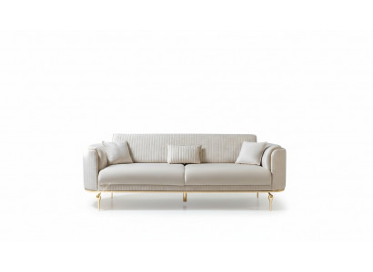 3-seater sofa designer sofa couch upholstered sofas textile white modern three-seater