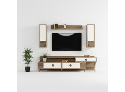 Living room wall unit TV lowboard wood brown furniture television new modern