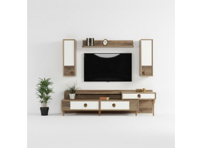 Living room wall unit TV lowboard wood brown furniture television new modern