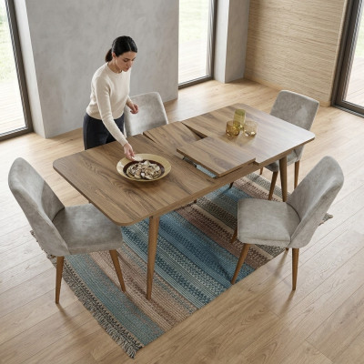 Dining room set dining group table ensemble dining table set 4x chairs complete 5-piece.