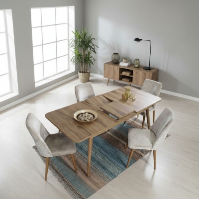 Dining room set dining group table ensemble dining table set 4x chairs complete 5-piece.