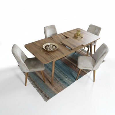 Dining room set dining group table ensemble dining table set 4x chairs complete 5-piece.
