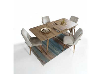 Dining room set dining group table ensemble dining table set 4x chairs complete 5-piece.