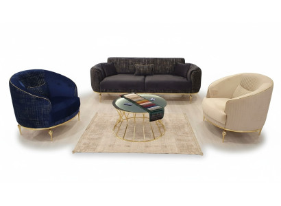 Sofa set 3+1+1 seater living room furniture couches + armchairs 3-piece.