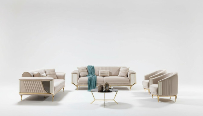 Luxury Sofa Set 3311 Couch Upholstered Furniture Three-Seater Set Textile 4-Piece