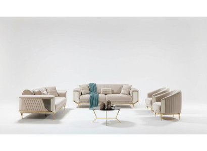 Luxury Sofa Set 3311 Couch Upholstered Furniture Three-Seater Set Textile 4-Piece