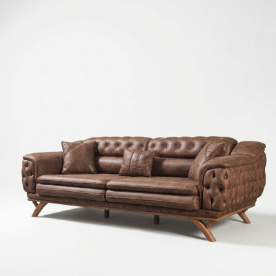 Sofa 3-seater Chesterfield fabric couch upholstered sofas faux leather couches