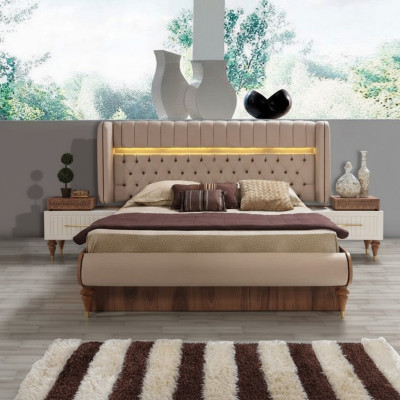 Bed Pillow Design Luxury Double Hotel Chesterfield Wood Furniture New