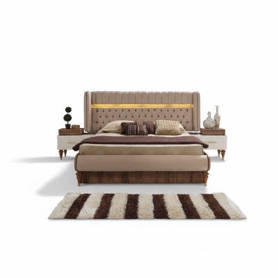 Bed Pillow Design Luxury Double Hotel Chesterfield Wood Furniture New