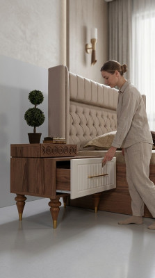 Bedroom nightstands material wood style furniture brown new luxury