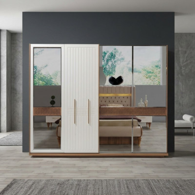 Bedroom luxury wardrobe wood with glass design modern new
