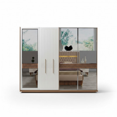 Bedroom luxury wardrobe wood with glass design modern new