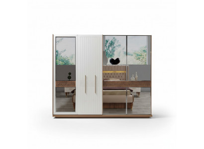 Bedroom luxury wardrobe wood with glass design modern new