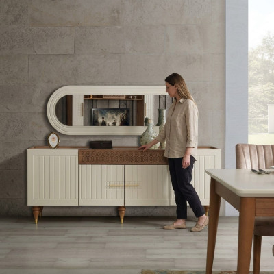 XXL sideboard cupboard chest of drawers 201cm with mirror 2-piece cabinet chests of drawers