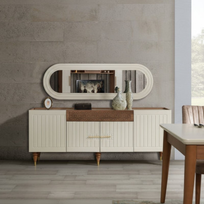XXL sideboard cupboard chest of drawers 201cm with mirror 2-piece cabinet chests of drawers