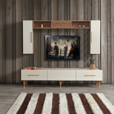 Living room wall modern style luxurious furniture wall units 3-piece shelf