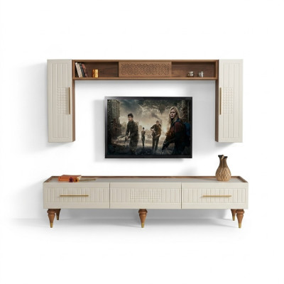 Living room wall modern style luxurious furniture wall units 3-piece shelf