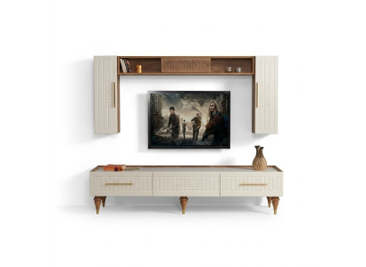 Living room wall modern style luxurious furniture wall units 3-piece shelf